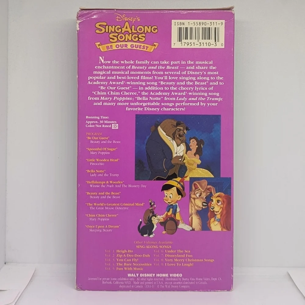 Disney's Sing Along Songs Be Our Guest (1992) VHS cassette movie